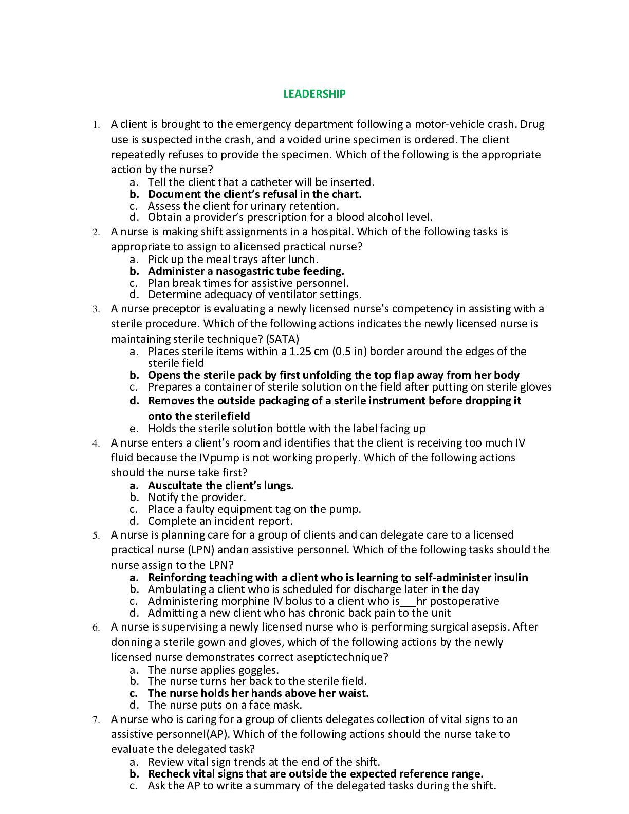 Preview image of ATI Leadership Exam Latest Solution document